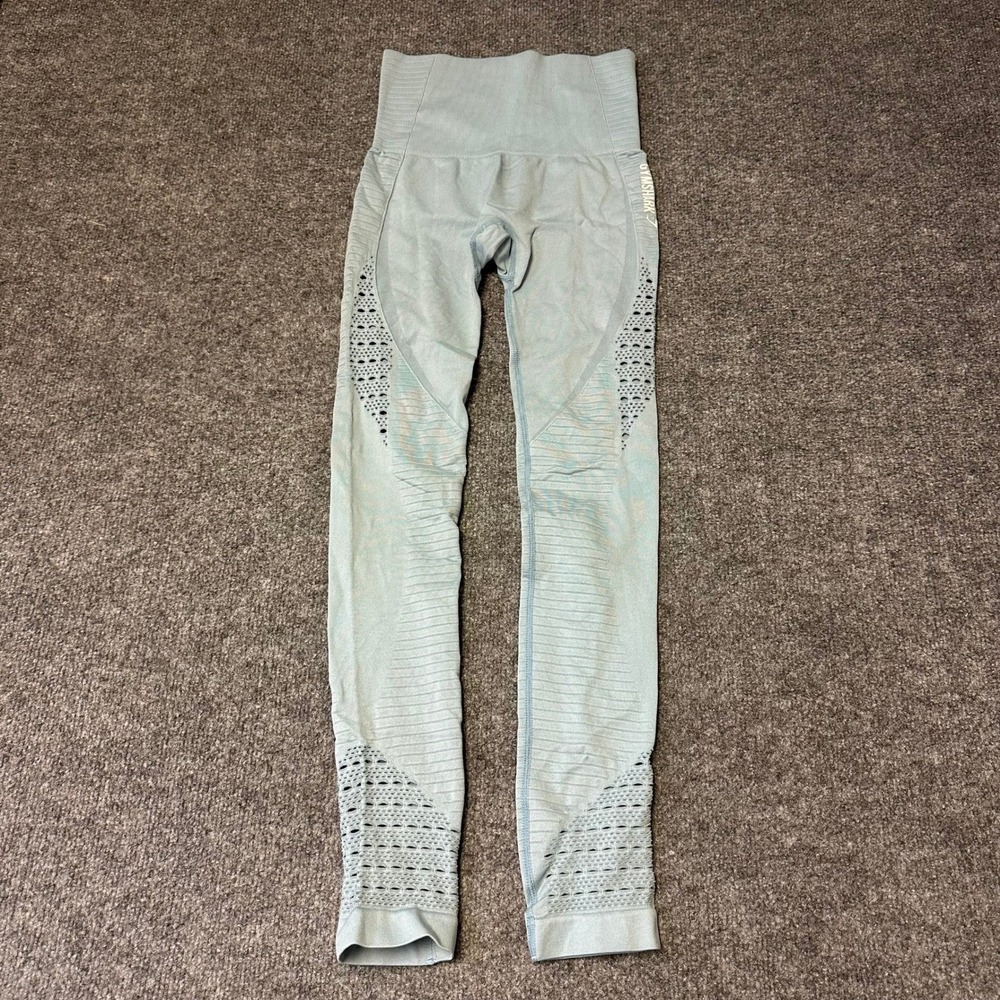 Gymshark Leggings Womens Size S Light Blue Energy Seamless High Waist Athletic